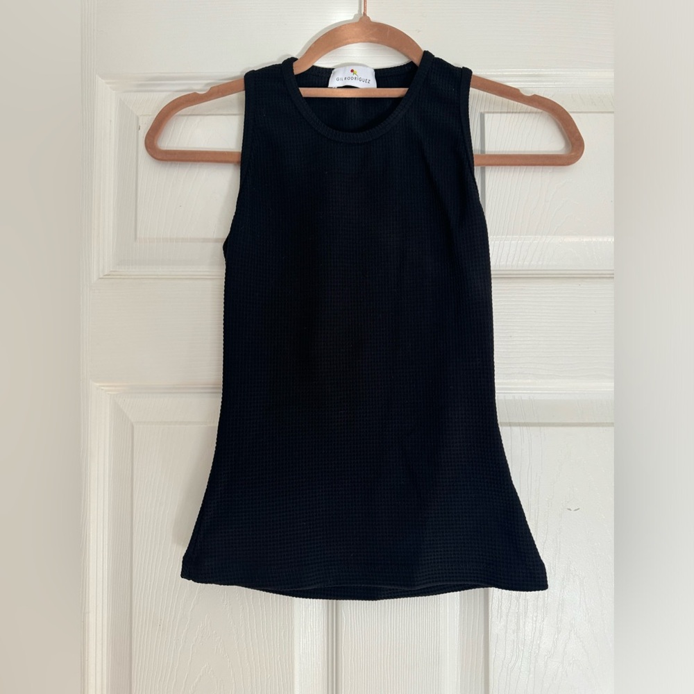 GIL RODRIGUEZ BLACK THERMAL WAFFLE TANK TOP